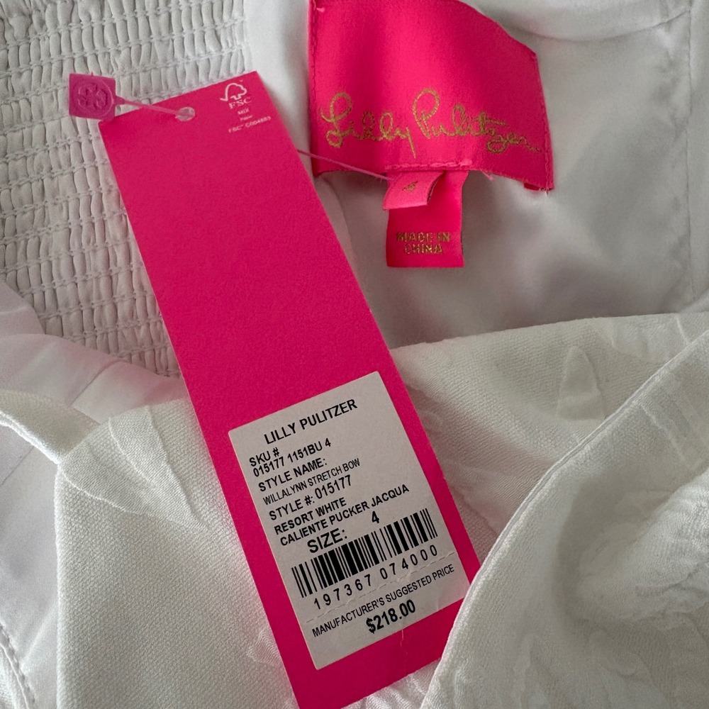 NWT Lilly Pulitzer Willalynn White Bow Dress Sz 4 LWD Bridal Cocktail Rehearsal - Picture 5 of 13